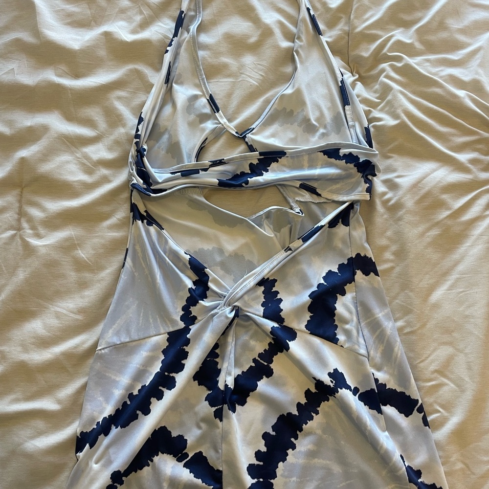 Blue/White halter mini dress